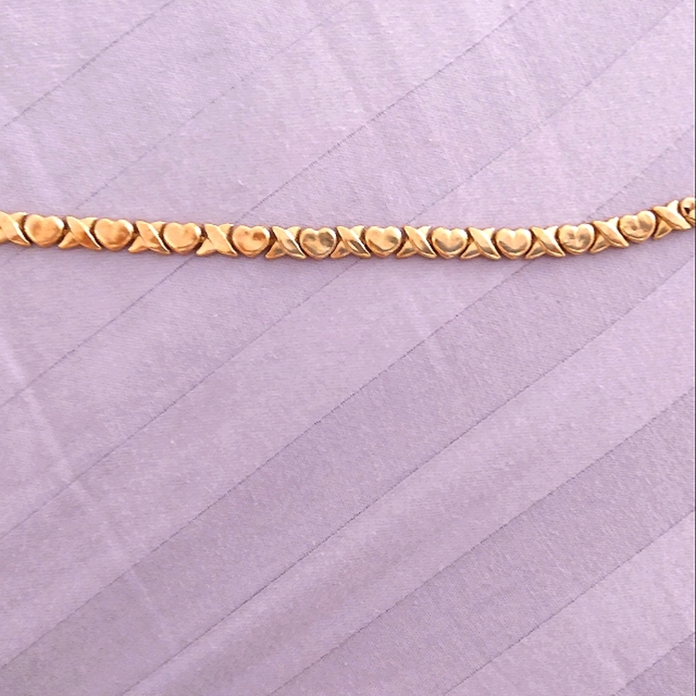 10K X's and Hearts gold bracelet